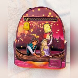Loungefly Disney Tangled Rapunzel & Flynn Boat lantern scene Mini Backpack nwt
